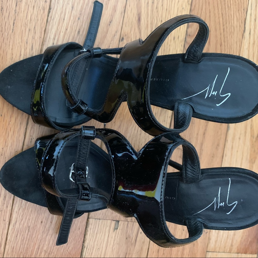 Giuseppe Zanotti Strappy Black Patent Heels